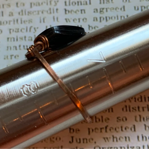 Copper Wire Wrapped Artesian Ring Dark Stone Fiery Colors Woman’s Jewelry - Picture 9 of 10